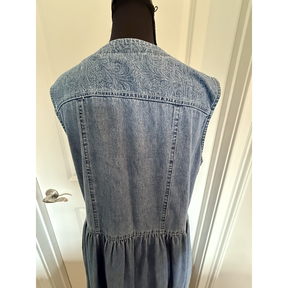 City Jeans Denim Maxi Dress Jumper Sz M Vintage USA Button Down 90s Prarie - Picture 5 of 8